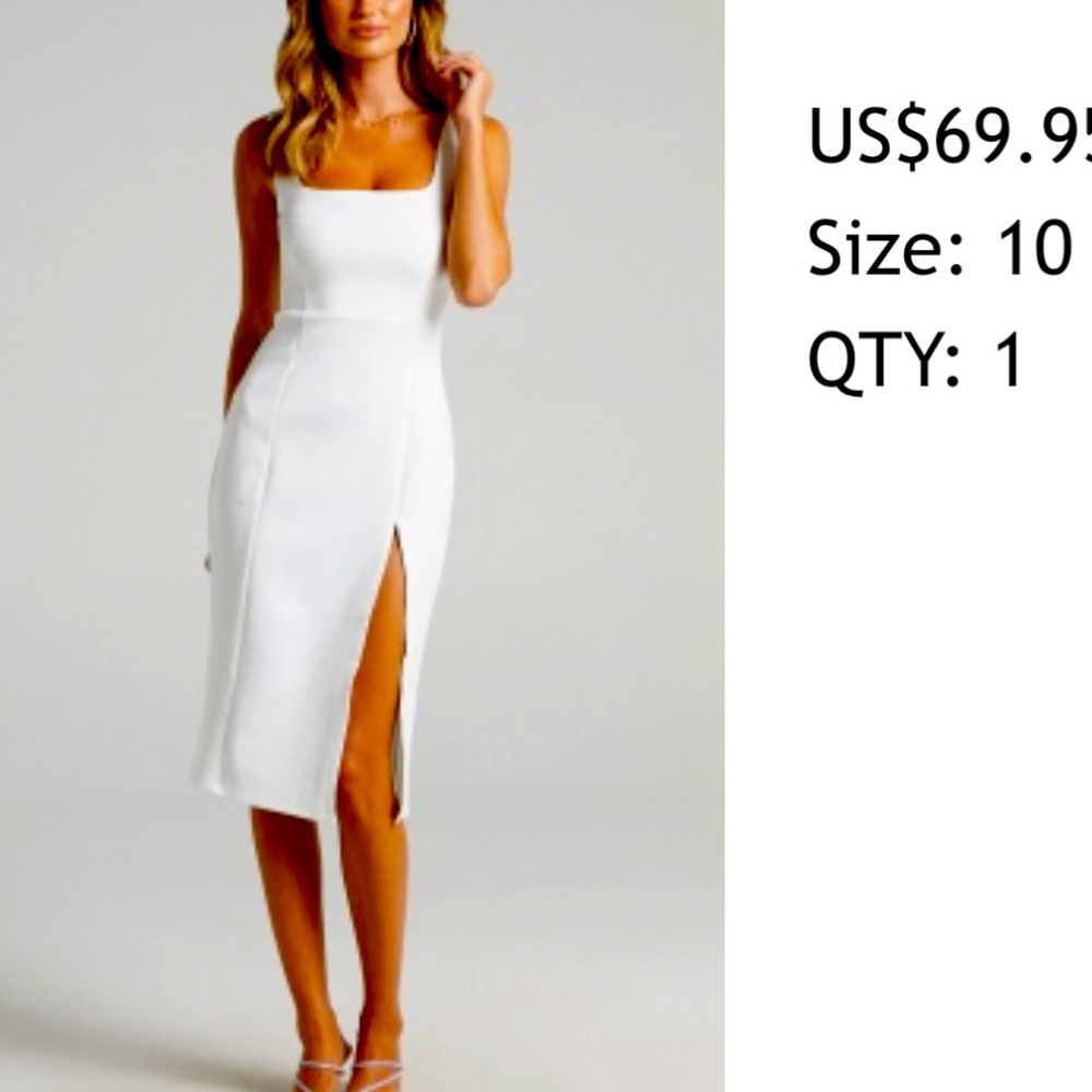 White midi dress, new with tags Showpo